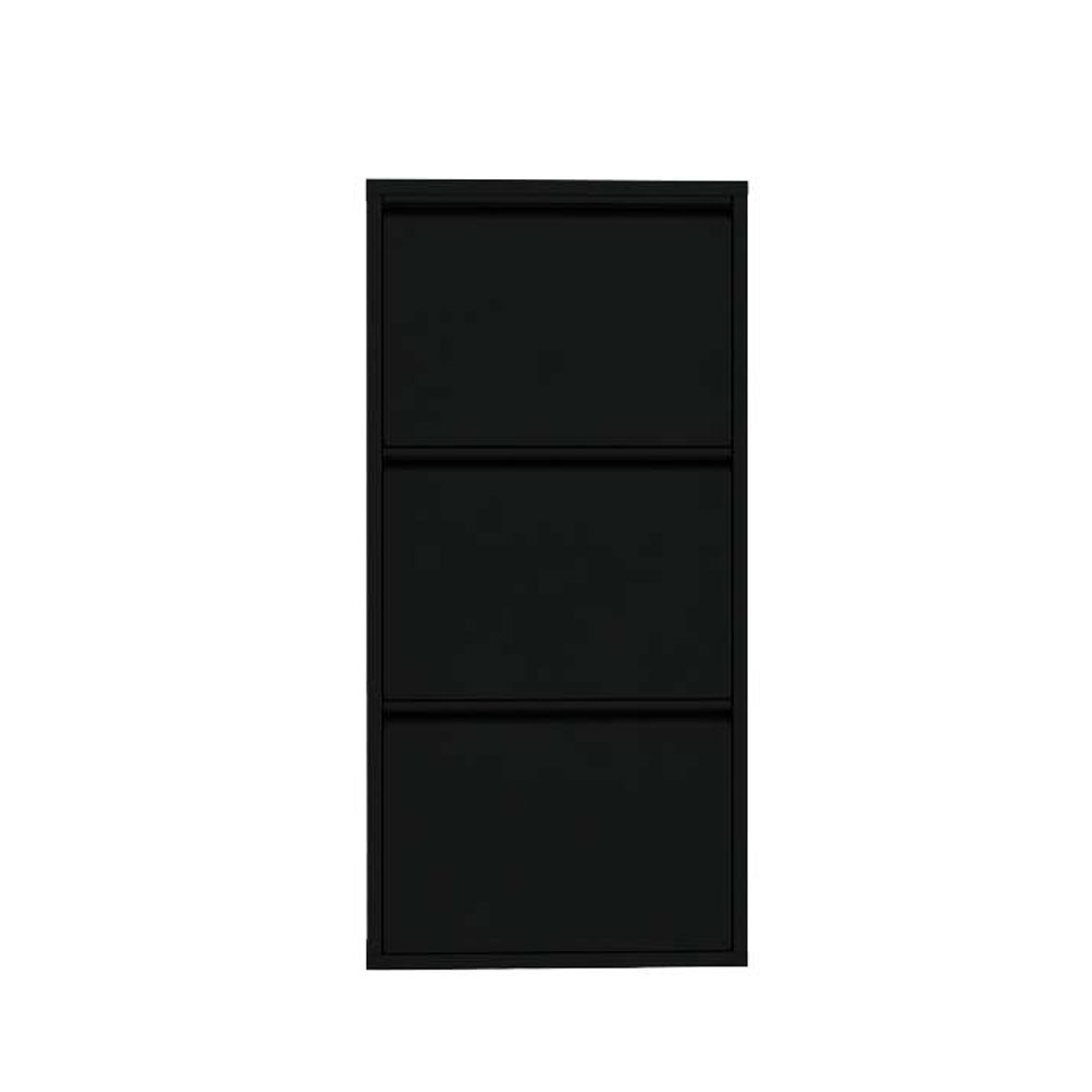Naxel Metal Shoe Storage Cabinet with 3 Flap Doors in Black