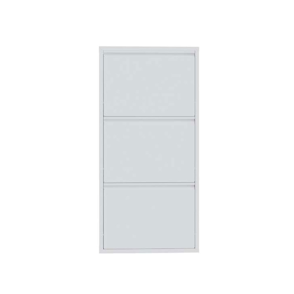 Naxel Metal Shoe Storage Cabinet with 3 Flap Doors in White