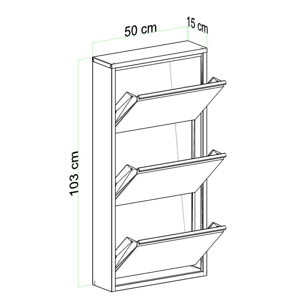 Naxel Metal Shoe Storage Cabinet with 3 Flap Doors in White
