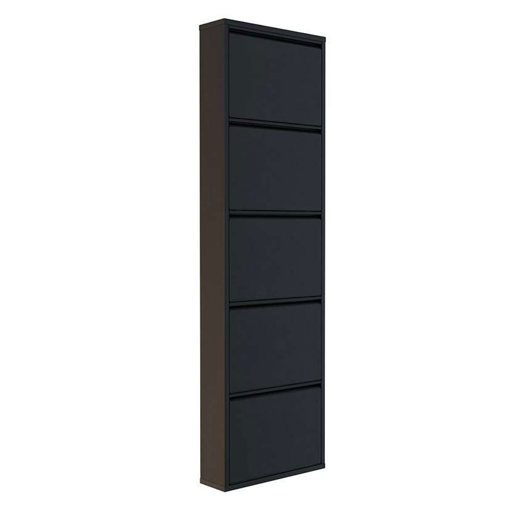 Naxel Metal Shoe Storage Cabinet with 5 Flap Doors in Black