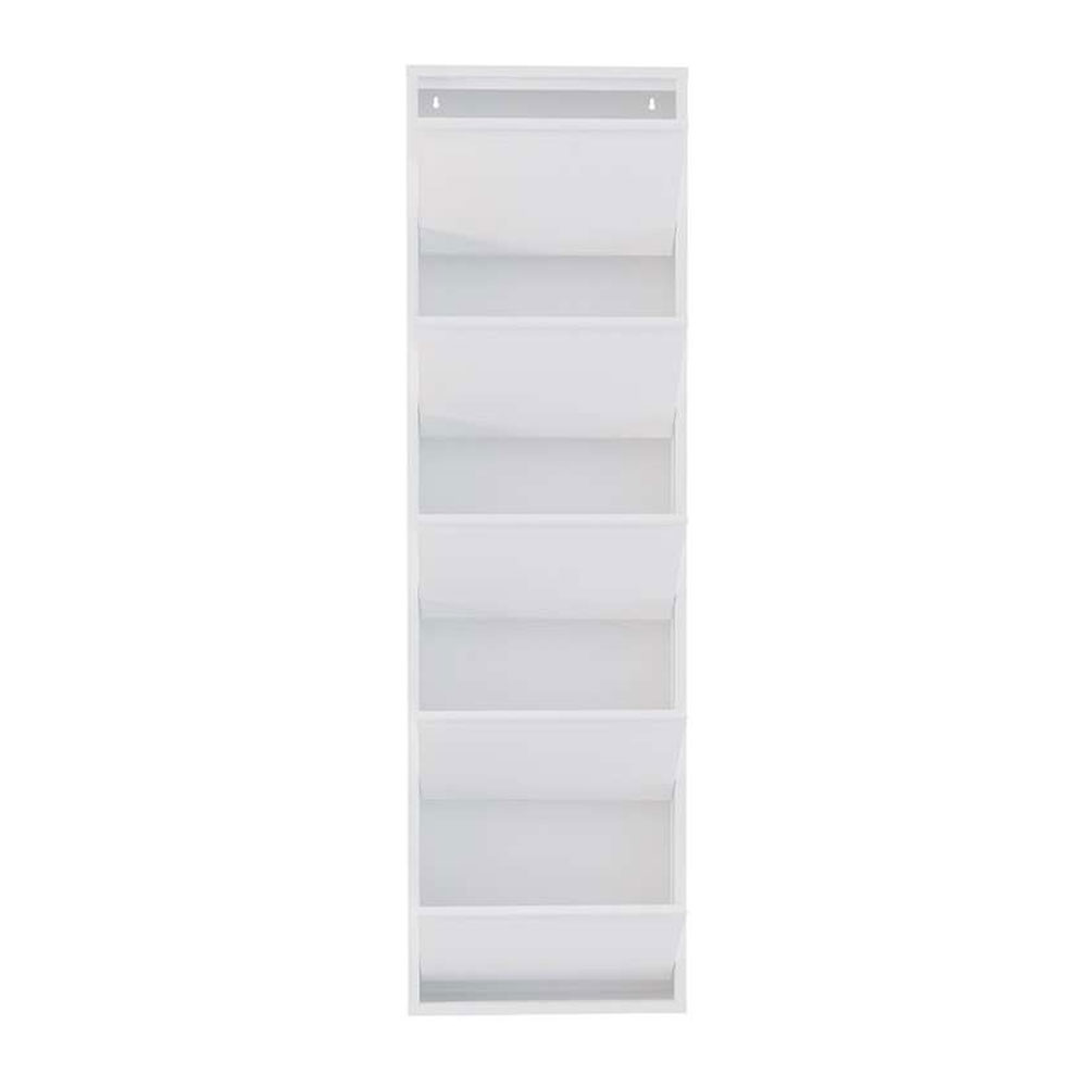 Naxel Metal Shoe Storage Cabinet with 5 Flap Doors in White