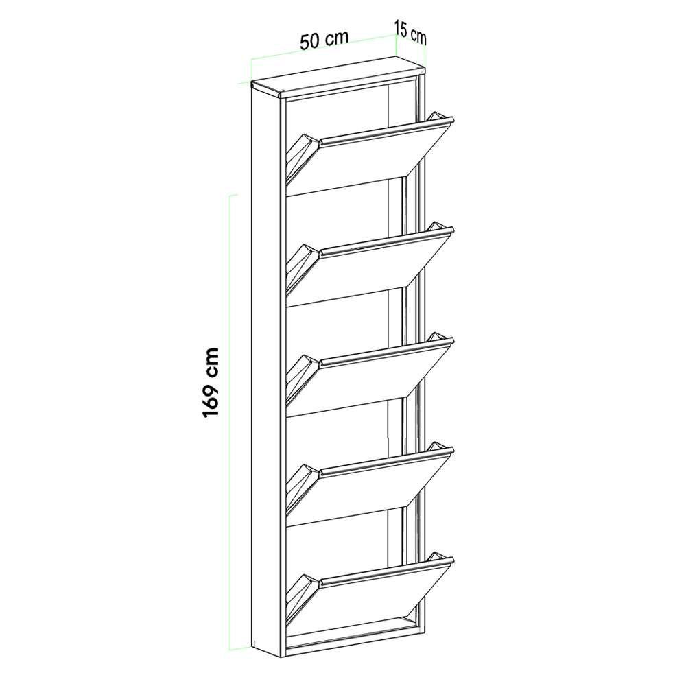 Naxel Metal Shoe Storage Cabinet with 5 Flap Doors in White
