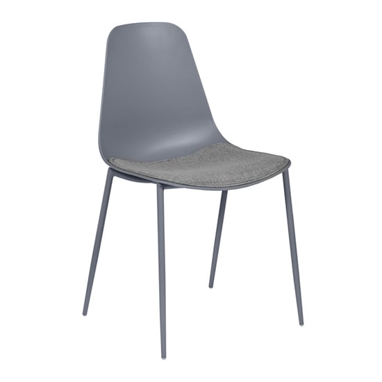 Naxos Metal Dining Chair In Grey Fabric Seat
