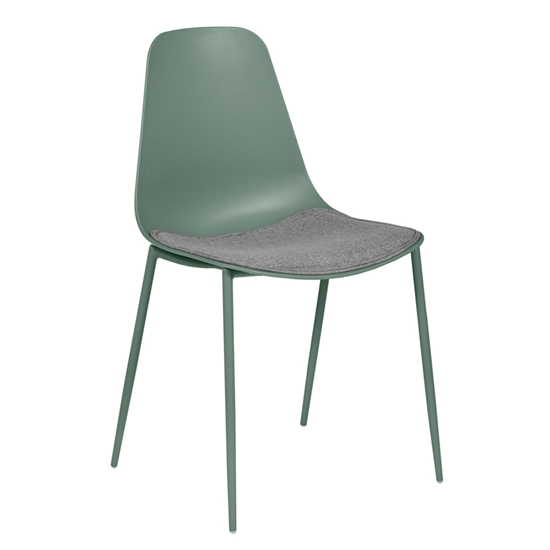 Naxos Metal Dining Chair In Sage Fabric Seat