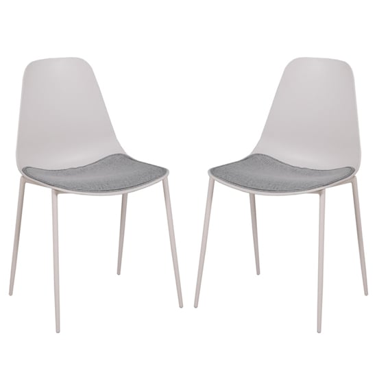 Read more about Naxos stone metal dining chairs with fabric seat in pair