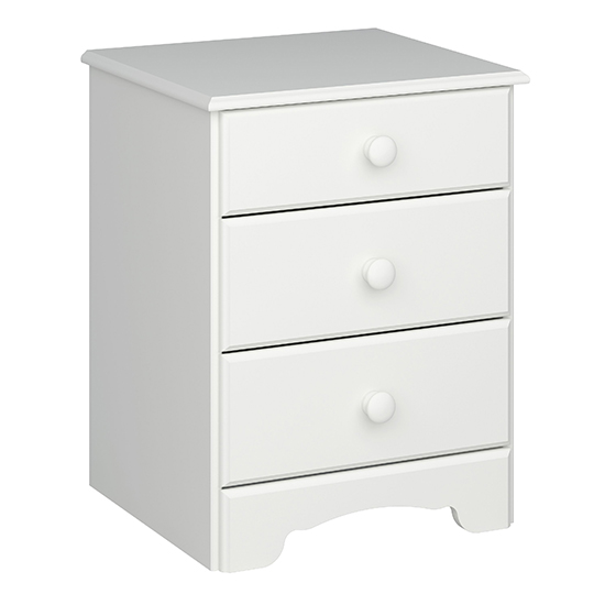 Naxos Wooden Bedside Cabinet 3 Drawers In White