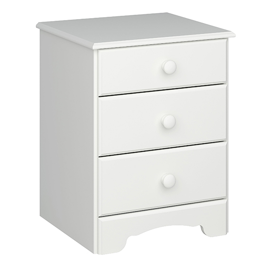 Read more about Naxos wooden bedside cabinet 3 drawers in white