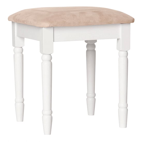 Product photograph of Naxos Wooden Stool In White With Fabric Seat from Furniture in Fashion