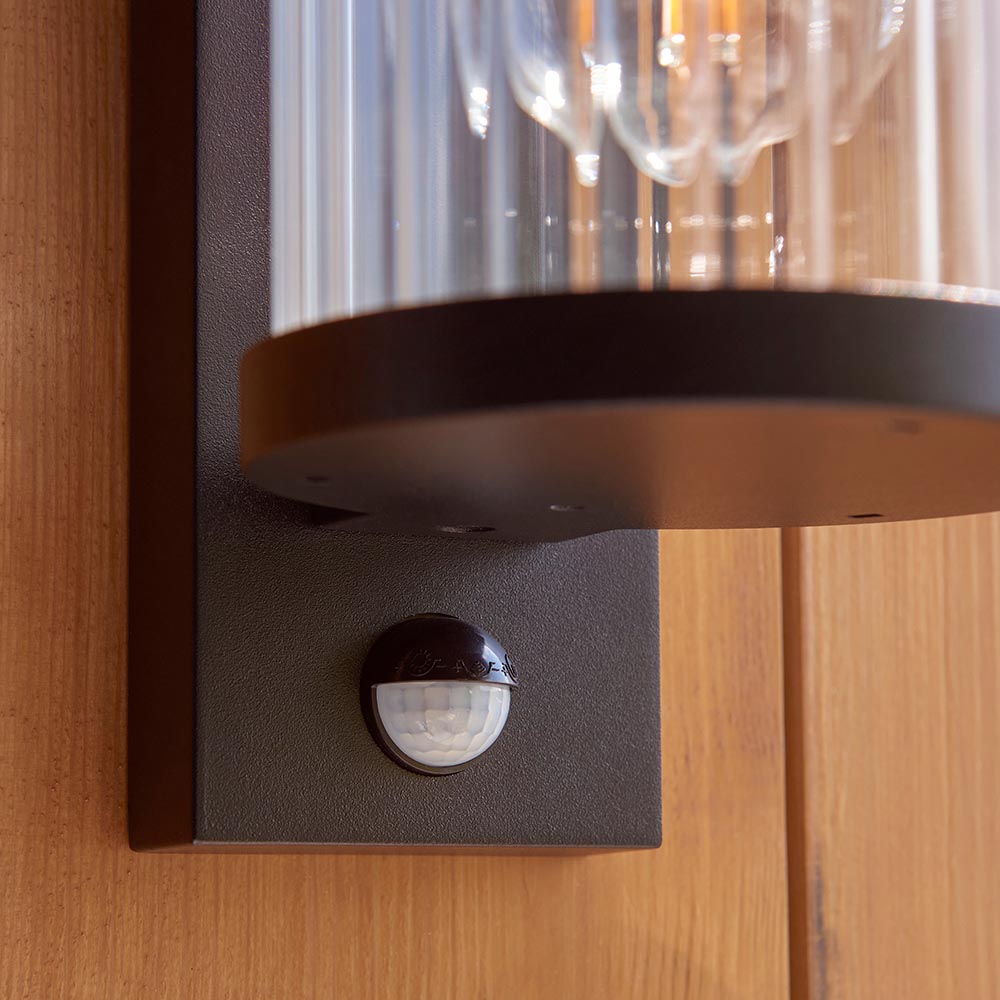 Naylor Ribbed Glass Wall Light in Matt Black