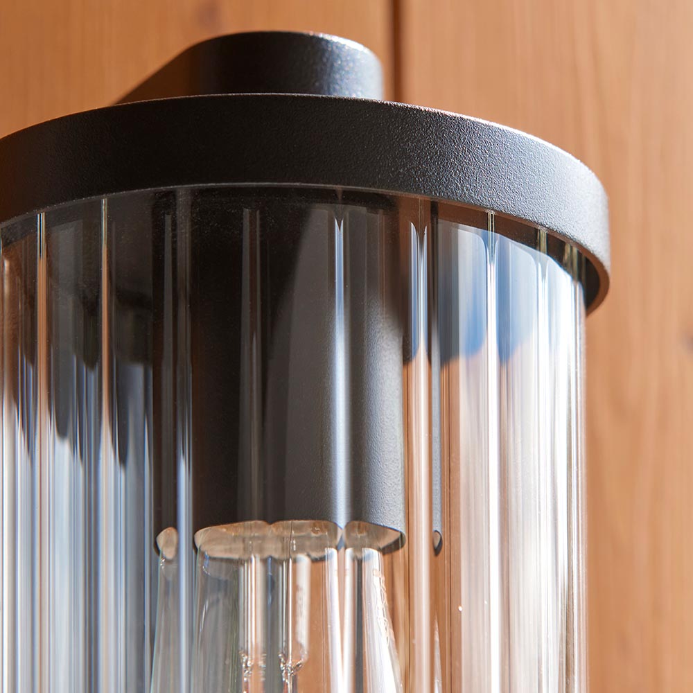 Naylor Ribbed Glass Wall Light in Matt Black