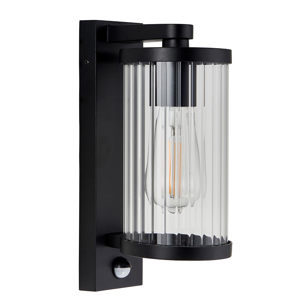 Naylor Ribbed Glass Wall Light in Matt Black