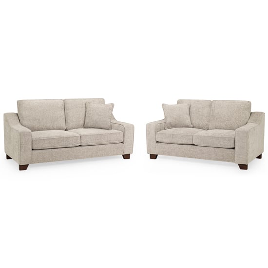 Product photograph of Nazra Fabric 3 2 Seater Sofa Set In Stone from Furniture in Fashion