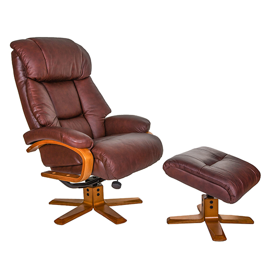 Neasden Leather Match Swivel Recliner Chair In Chestnut_2