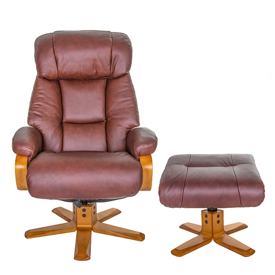 Neasden Leather Match Swivel Recliner Chair In Chestnut_6