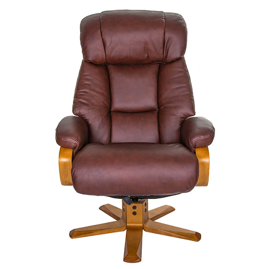 Neasden Leather Match Swivel Recliner Chair In Chestnut_7