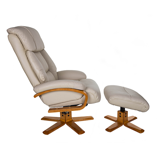 Neasden Leather Match Swivel Recliner Chair In Ivory_4