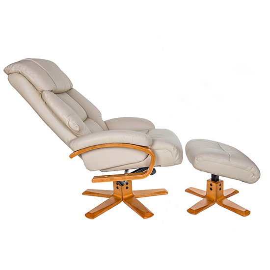 Neasden Leather Match Swivel Recliner Chair In Ivory_5