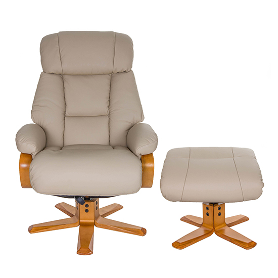 Neasden Leather Match Swivel Recliner Chair In Ivory_6