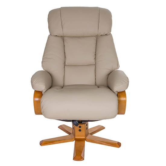 Neasden Leather Match Swivel Recliner Chair In Ivory_7