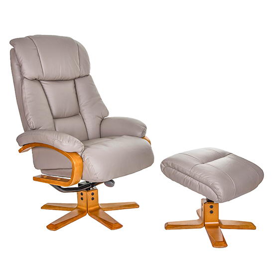 Neasden Leather Match Swivel Recliner Chair In Pebble_3