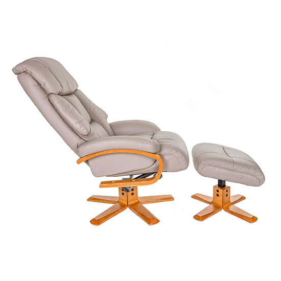 Neasden Leather Match Swivel Recliner Chair In Pebble_5