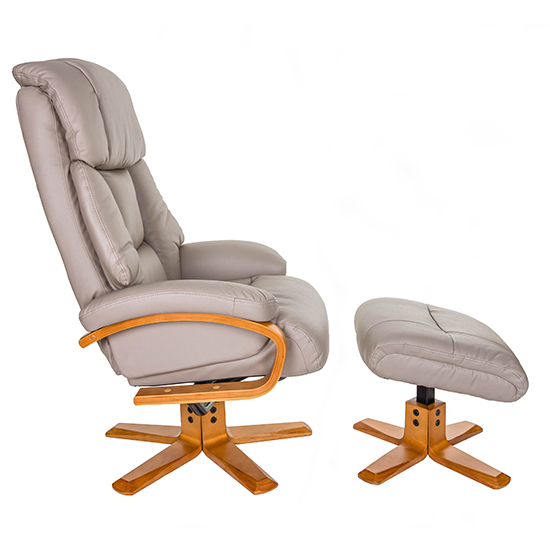 Neasden Leather Match Swivel Recliner Chair In Pebble_6