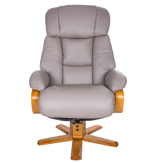 Neasden Leather Match Swivel Recliner Chair In Pebble_8