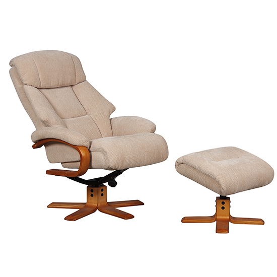 Neasden Fabric Swivel Recliner Chair And Footstool In Dune_2