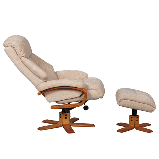 Neasden Fabric Swivel Recliner Chair And Footstool In Dune_3