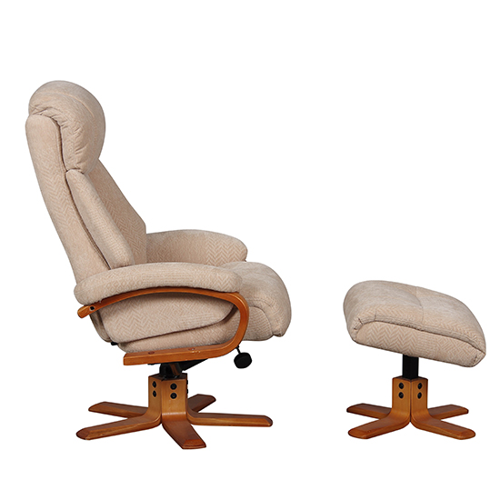 Neasden Fabric Swivel Recliner Chair And Footstool In Dune_4