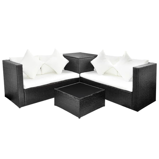 Neath Rattan 4 Piece Garden Lounge Set With Cushions In Black