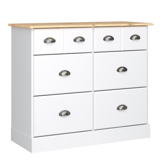 Photo of Nebula wide wooden chest of 6 drawers in white and pine