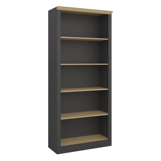 Product photograph of Nebula Wooden Bookcase With 4 Shelves In Black And Pine from Furniture in Fashion