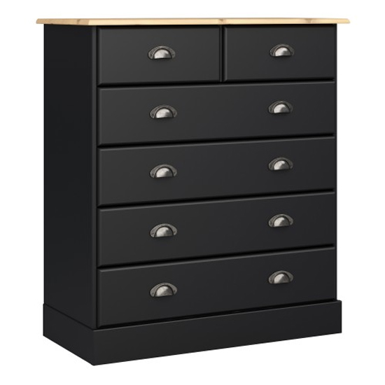 Read more about Nebula wooden chest of 6 drawers in black and pine