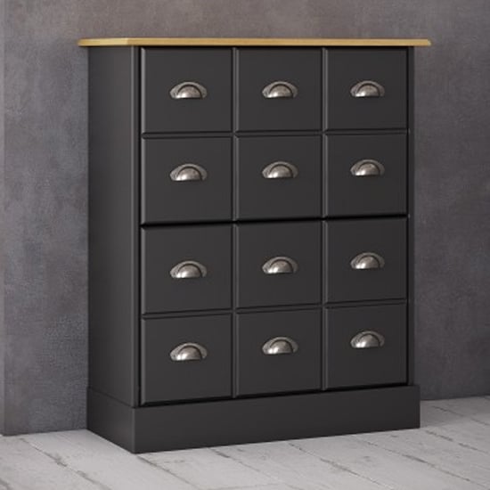 Photo of Nebula wooden shoe storage cabinet in black and pine