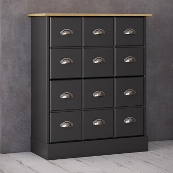 Photo of Nebula wooden shoe storage cabinet in black and pine