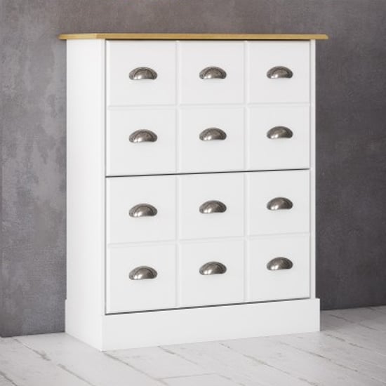 Photo of Nebula wooden shoe storage cabinet in white and pine