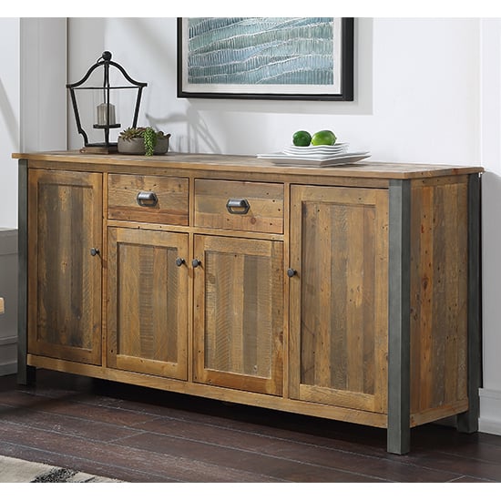 Photo of Nebura 4 doors and 2 drawers sideboard in reclaimed wood