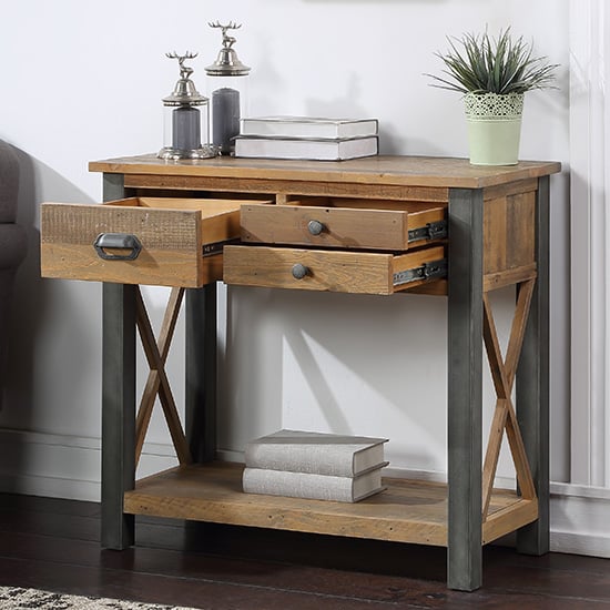 Nebura Small Wooden Console Table In Reclaimed Wood_2
