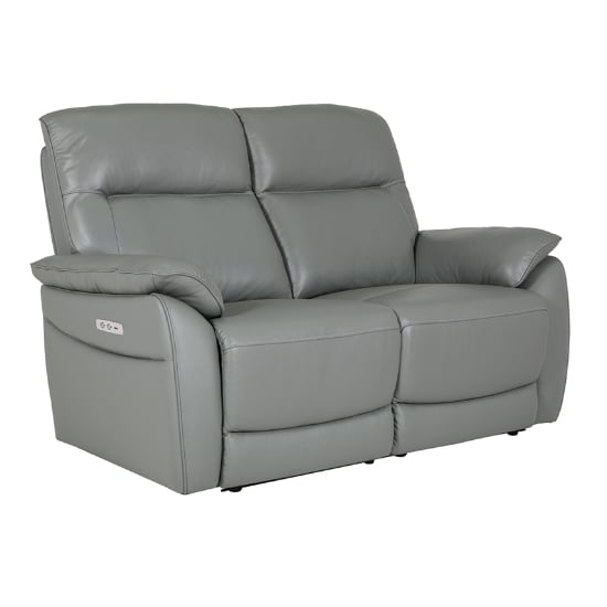 Neci Leather Electric Recliner 2 Seater Sofa In Steel