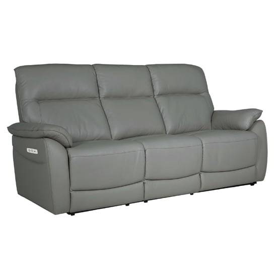 Read more about Neci leather electric recliner 3 seater sofa in steel