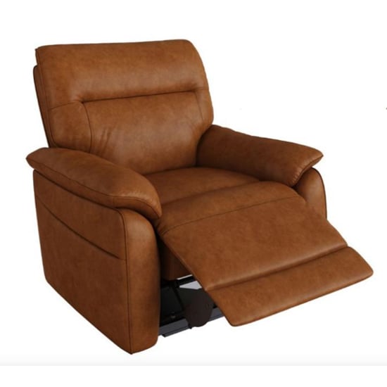 Product photograph of Neci Leather Electric Recliner Armchair In Tan from Furniture in Fashion