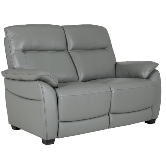 Product photograph of Neci Leather Fixed 2 Seater Sofa In Steel from Furniture in Fashion
