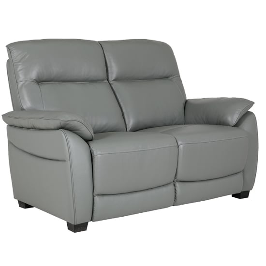 Read more about Neci leather fixed 2 seater sofa in steel