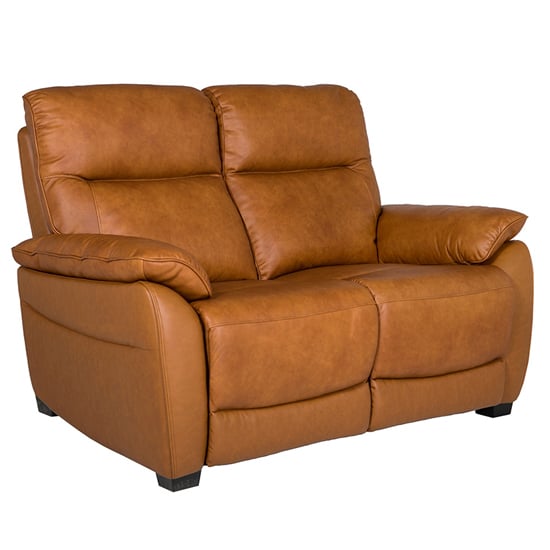 Neci Leather Fixed 2 Seater Sofa In Tan