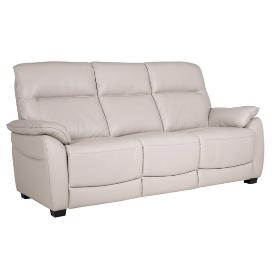 Product photograph of Neci Leather Fixed 3 Seater Sofa In Cashmere from Furniture in Fashion