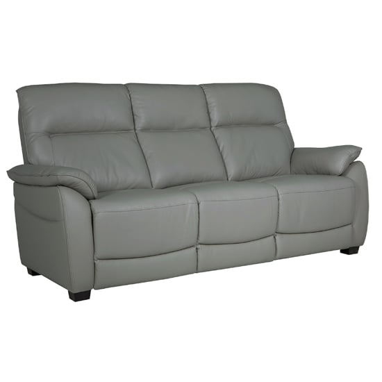 Product photograph of Neci Leather Fixed 3 Seater Sofa In Steel from Furniture in Fashion