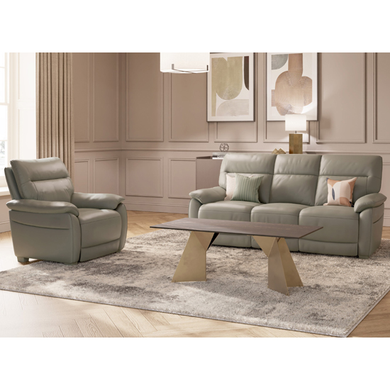 Neci Leather Fixed Armchair In Steel