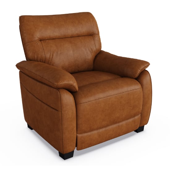 Product photograph of Neci Leather Fixed Armchair In Tan from Furniture in Fashion