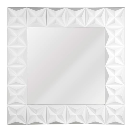 Photo of Necro square high gloss wall bedroom mirror in white frame
